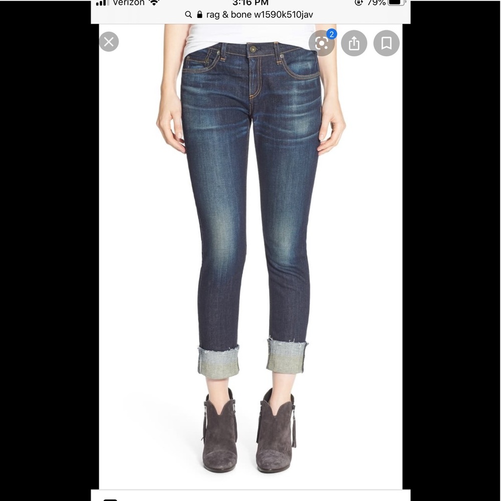 Rag&Bone’s Dre MidRise Slim Boyfriend Jeans 25